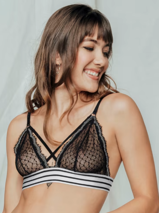 Bralette Lace Triangle with Sports Base and Criss-Cross Straps