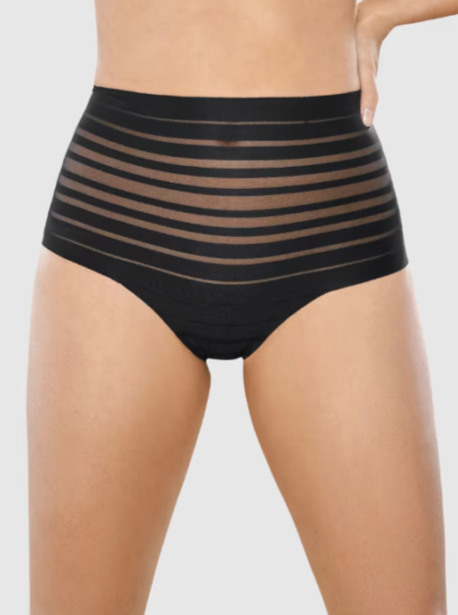 Lace Stripe High-Waisted Cheeky Hipster Panty